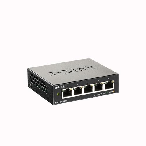 D-Link 5-Port Gigabit Smart Managed Switch | 5GbE Ports | L2 | VLANs | Web Managed | Desktop | Lüfterlos | NDAA konform | Lebenslange Garantie (DGS-1100-05V2) von D-Link