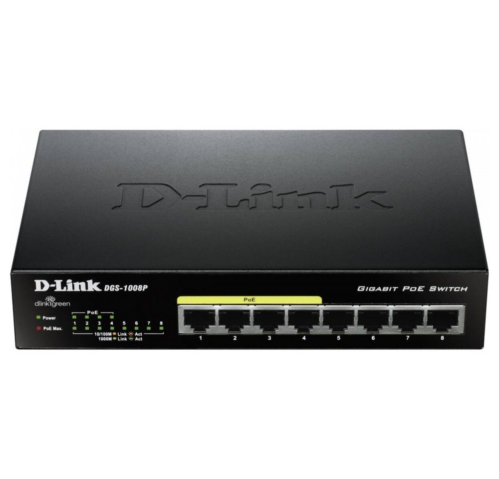 D-Link D-Link DGS-1008P 8-Port Gigabit PoE+ Switch Netzwerk-Switch (PoE-fähig für Stromversorgung) von D-Link