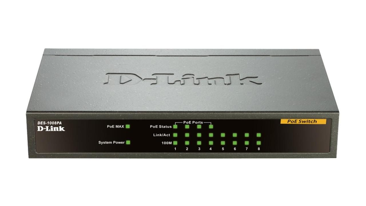 D-Link DES-1008PA 8-Port 100MBit/s PoE Switch von D-Link
