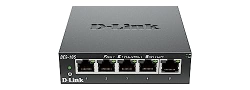 D-Link DES-105 5-Port Layer2 Fast Ethernet Switch Metall (10/100 Mbit/s, einfache Plug & Play-Installation, automatische MDI/MDIX-Anpassung, automatische Geschwindigkeitserkennung, lüfterlos) von D-Link