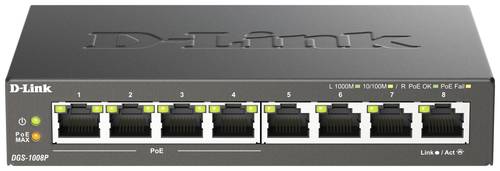 D-Link DGS-1008P Netzwerk Switch 8 Port 1 GBit/s PoE-Funktion von D-Link