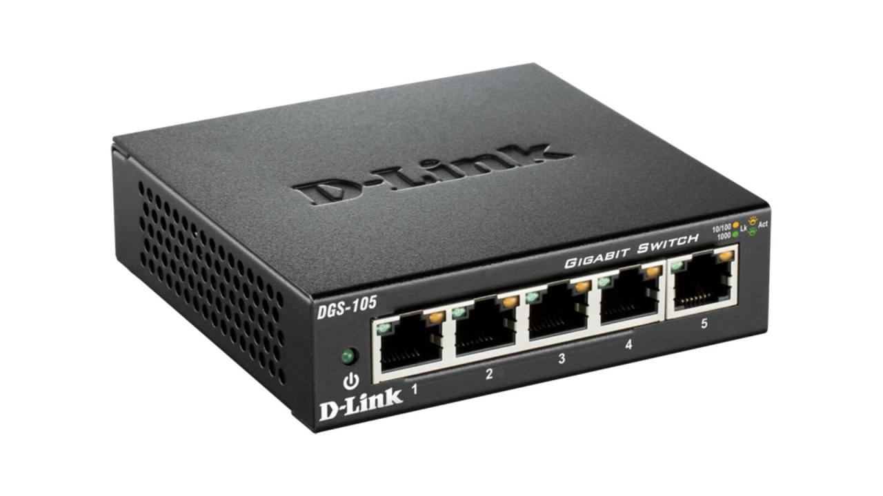 D-Link DGS-105 5-Port Gigabit Desktop Switch mit Metallgehäuse (DGS-105/E) von D-Link