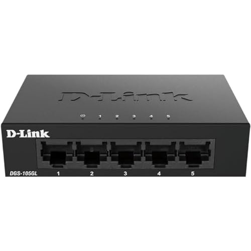 D-Link DGS-105GL 5-Port Gigabit Unmanaged Desktop Switch, Lüfterlos, Low-Profile, Metallgehäuse, Plug-and-Play, 802.3az EEE von D-Link