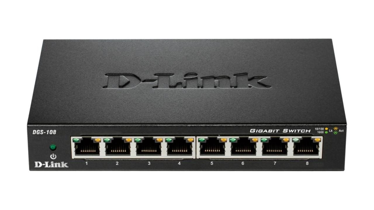 D-Link DGS-108 8-Port Gigabit Desktop Switch mit Metallgehäuse (DGS-108/E) von D-Link