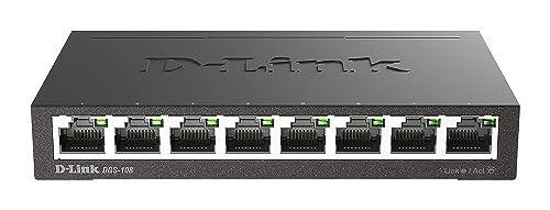 D-Link DGS-108 8-Port Layer2 Gigabit Switch (bis zu 2000 Mbit/s Datenübertragung pro Port, Non-Blocking-Architektur, lüfterlos, Metallgehäuse) schwarz von D-Link