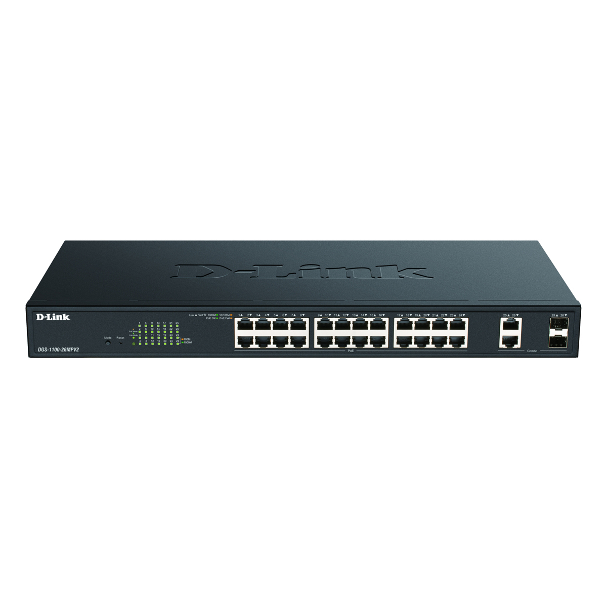 D-Link DGS-1100-26MPV2 Smart+ Managed Switch [24x Gigabit Ethernet Max PoE, 2x GbE/SFP Combo] von D-Link