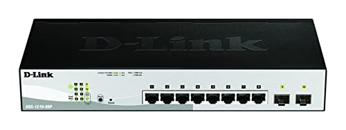 D-Link DGS-1210-08P/B 8-Port Gigabit PoE Smart Managed Switch mit 2 SFP-Anschlüssen (8 x PoE-Anschlüsse) – nur UK-Netzkabel von D-Link