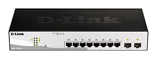 D-Link DGS-1210-10/E 10-Port Gigabit Smart Switch (8 x 10/100/1000 Mbit/s Base-T-Ports und 2 x 100/1000 Mbit/s SFP-Ports) - Nur EU netzkabel, Schwarz/Grau von D-Link