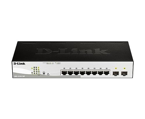 D-Link DGS-1210-10 10-Port Gigabit Smart Switch (8 x 10/100/1000 Mbit/s Base-T-Ports, 2 x 100/1000 Mbit/s SFP-Ports), schwarz / grau von D-Link