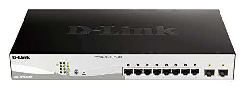 D-Link DGS-1210-10MP/E Gigabit Smart+ Managed Switch (8 x 10/100/1000 Base-T PoE-Ports und 2 x 100/1000 Mbit/s SFP-Ports) - Nur EU Netzkabel von D-Link