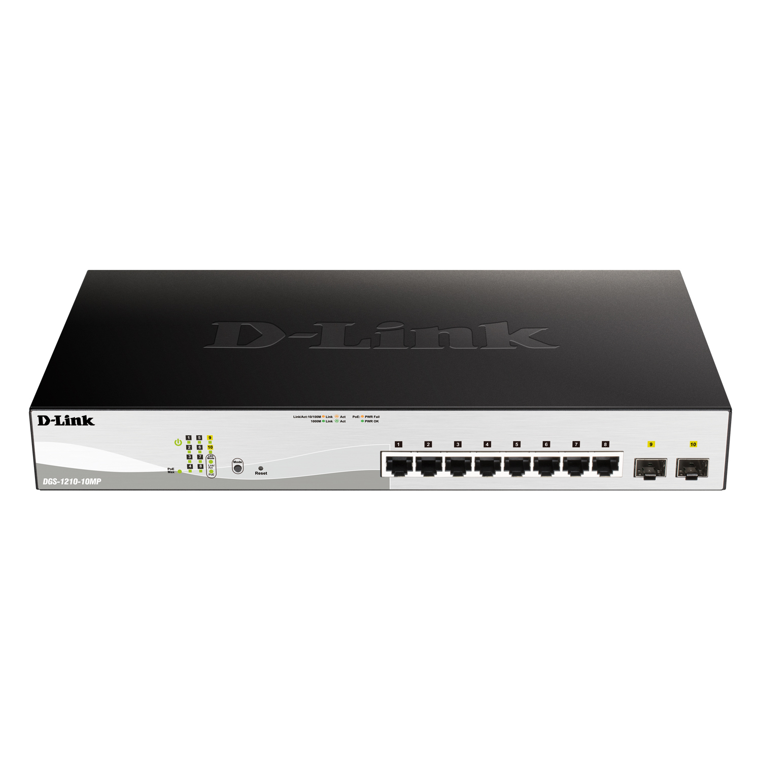 D-Link DGS-1210-10MP Smart Managed Switch 8x Gigabit Ethernet (8x PoE+, max. 130W), 2x SFP von D-Link