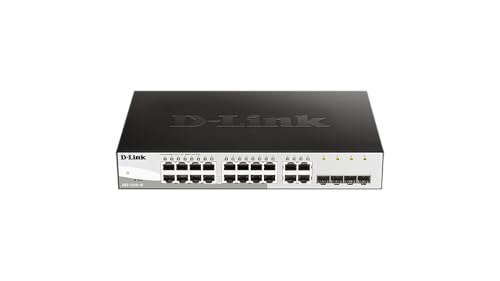 D-Link DGS-1210-16 16-Port Smart Gigabit Switch (12 x 10/100/1000 Mbit/s TP (RJ-45) Ports und 4x Mini GBIC (SFP) Slots), Schwarz von D-Link
