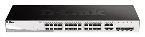 D-Link DGS-1210-28/E 28-Port Gigabit Smart Switch (24 x 10/100/1000 Mbit/s Base-T-Ports und 4 x 100/1000 Mbit/s Combo) - Nur EU-Netzkabel von D-Link