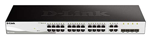 D-Link DGS-1210-28 Managed Gigabit Smart Switch (28 Ports, davon 24x 10/100/1000 Mbit/s und 4x 1000 Mbit/s SFP-Slots, lüfterlos) von D-Link