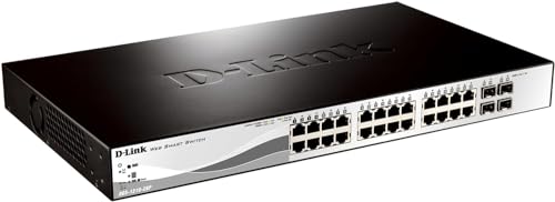 D-Link DGS-1210-28P, 28-Port Layer 2 Smart Managed PoE Gigabit Switch (24 x 10/100/1000 Mbit/s BaseT PoE Port, 4 x TP Combo Port/SFP Slot, 193W PoE Kapazität, 19" Metallgehäuse) von D-Link