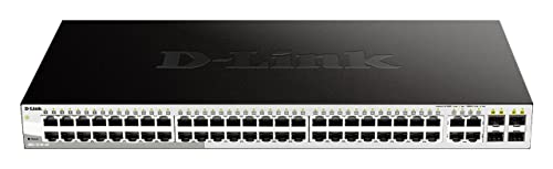 D-Link DGS-1210-48/E 48-Port Smart Managed Gigabit Switch (48x 10/100/1000Mbit/s, 4x Glasfaser SFP/Combo-Ports, lüfterlos & energiesparend) - Nur EU-Netzkabel von D-Link