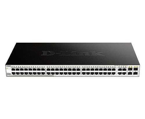D-Link DGS-1210-52/E 52-Port Gigabit Smart Switch (48 x 10/100/1000 Mbit/s Base-T-Ports und 4 x 100/1000 Mbit/s Combo) - Nur EU-Netzkabel von D-Link