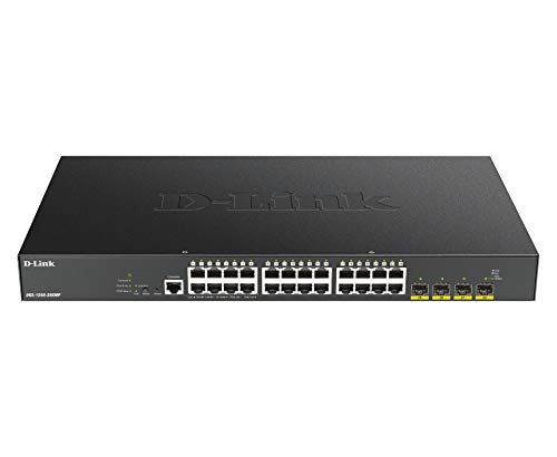 D-Link DGS-1250-28XMP, 28-Port Layer 2/3 Smart Managed PoE Gigabit Switch (24 x 10/100/1000 Mbit/s BaseT PoE+ Port, 4 x 10G SFP+ Slot, 370W PoE-Kapazität, 19" Metallgehäuse) von D-Link