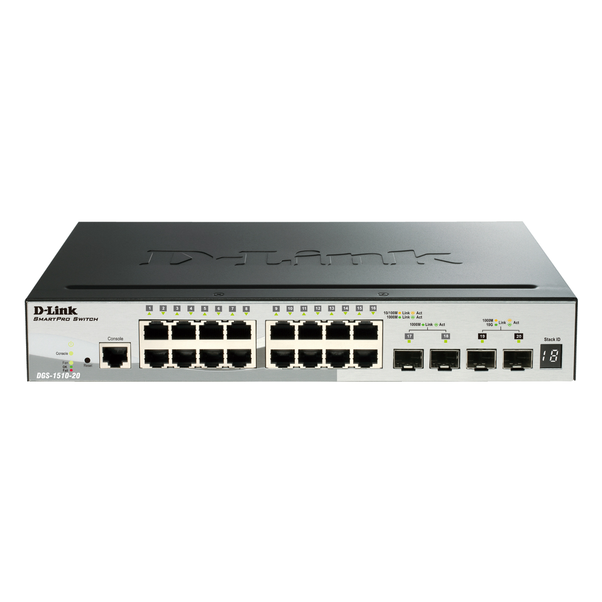 D-Link DGS-1510-20 Stackable Smart Managed Switch 20-Port 16x Gigabit Ethernet, 2x Gigabit SFP, 2x 10 Gbit/s SFP+ D-Link DGS-1510-20 Stackable Smart Managed Switch 20-Port 16x Gigabit Ethernet, 2x Gigabit SFP, 2x 10 Gbit/s SFP+ von D-Link