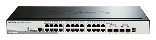 D-Link DGS-1510-28P/E, 28-Port Layer 2/3 Smart Managed Gigabit Stack Switch (24x 10/100/1000 Mbit/s PoE Ports, 2x SFP, 2x 10G SFP+, 193 W PoE-Kapazität) - Nur EU-Netzkabel von D-Link