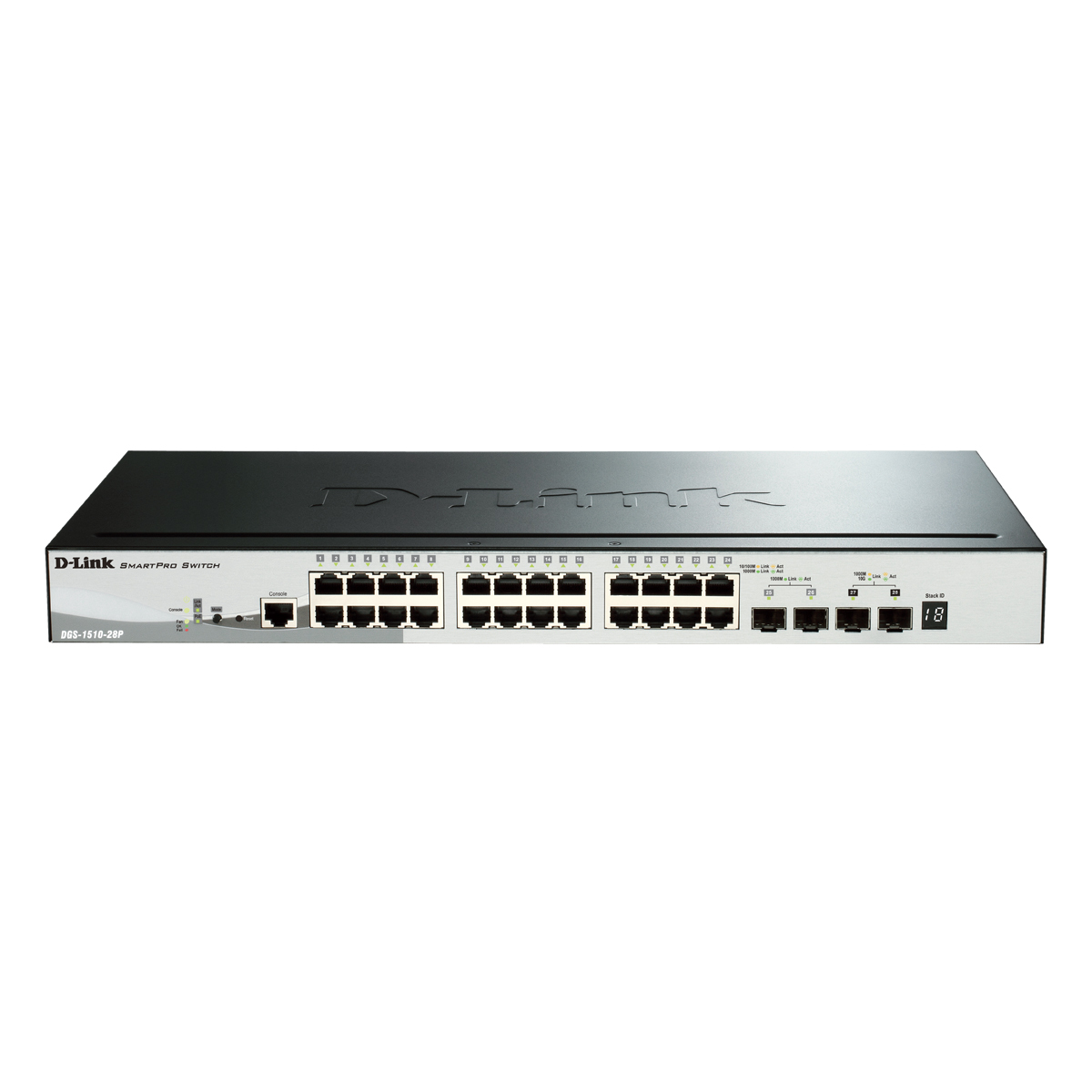 D-Link DGS-1510-28P Stackable Smart Managed Switch 28-Port 24x Gigabit Ethernet PoE+ (max. 193 W), 2x Gigabit SFP, 2x 10 Gbit/s SFP+ von D-Link
