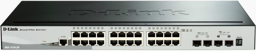 D-Link DGS 1510-28X - Switch - L3 - Smart - 24 x 10/100/1000 + 4 x 10 Gigabit SFP+ - Desktop, an Rack montierbar D-Link DGS 1510-28X - Switch - L3 - Smart - 24 x 10/100/1000 + 4 x 10 Gigabit SFP+ - Desktop, an Rack montierbar von D-Link