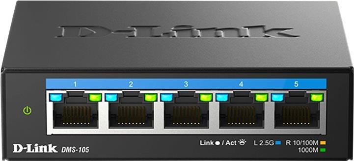 D-Link DMS 105 - Switch - unmanaged - 5 x 10/100/1000/2.5G - Desktop, wandmontierbar D-Link DMS 105 - Switch - unmanaged - 5 x 10/100/1000/2.5G - Desktop, wandmontierbar von D-Link
