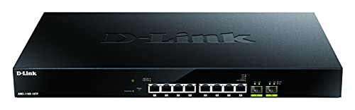 D-Link DMS-1100-10TP 10-Port Multi-Gigabit PoE Smart Managed Switch (ideal für Wi-Fi 6 Access Points, 8 x 2.5G PoE Ports, 2 x 10G SFP+ Uplink Ports, 4K VLAN, QoS, LACP, STP, RSTP, MSTP, ERPS), schwarz von D-Link