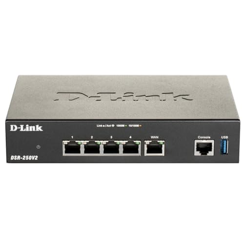 D-Link DSR-250V2 Unified Services VPN Router (Gigabit Multi-WAN, Failover, Load Balancing, IPSec/PPTP/L2TP/OpenVPN, Dynamic Web Content Filtering, Application Control, Captive Portal) von D-Link