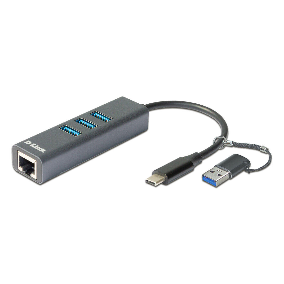 D-Link DUB-2332 USB-Netzwerk-Adapter mit 3 USB-Ports USB-C/USB-A zu Gigabit-Ethernet von D-Link