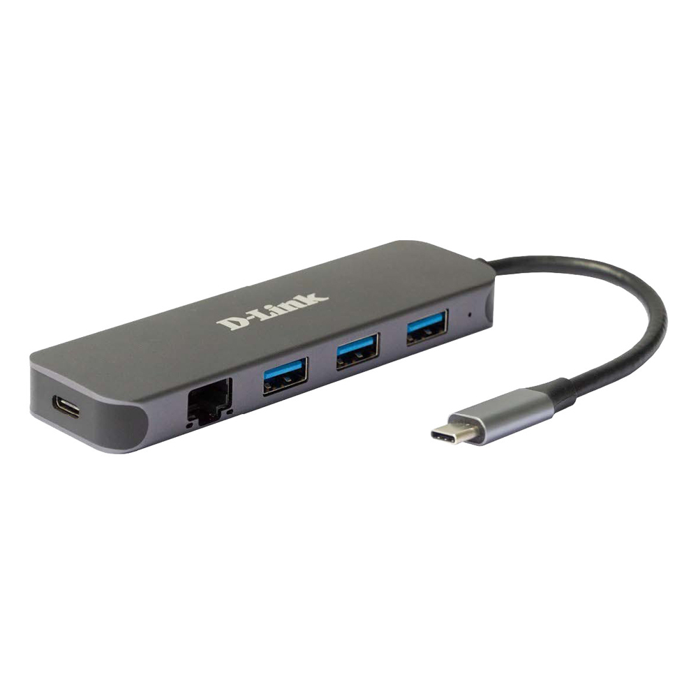 D-Link DUB-2334 USB-Hub mit Gigabit Ethernet und Ladefunktion 1x USB-C mit PD, 3x USB-A 3.0, 1x Gigabit Ethernet von D-Link