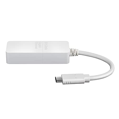 D-Link DUB-E130 USB Typ-C Netzwerkkarte (3.0 Gigabit Ethernet RJ45 10/100/1000 Mbit/s, kompatibel mit Windows und MacOS) Weiß von D-Link