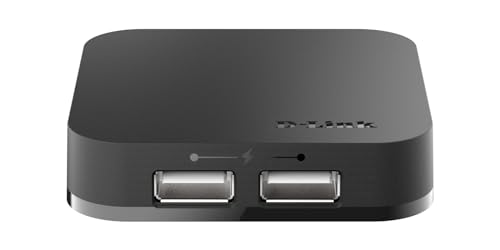 D-Link DUB-H4 4-Port USB 2.0 Hub (abwärtskompatibel, unterstützt Windows, Mac OS X) schwarz von D-Link