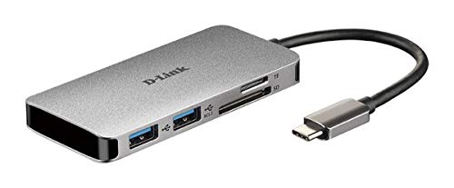 D-Link DUB-M610 6-in-1 USB-C-Hub mit HDMI 4K und 1080p, 2 Ports USB3.0/USB2.0, SD- und microSD-Kartenleser, 1 x USB C Ladung bis zu 100 W von D-Link