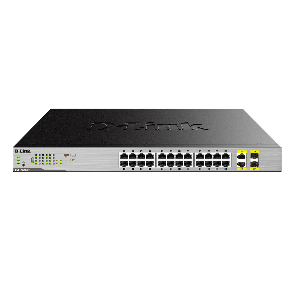 D-Link Gigabit 26-Port PoE+ Switch (DGS-1026MP) [24x Gigabit Port, 2x Gigabit Combo Uplink-Port, 370 W PoE Kapazität] von D-Link