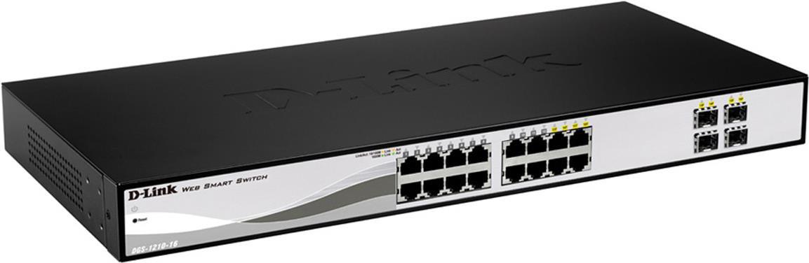 D-Link Web Smart DGS-1210-16 - Switch - managed - 16 x 10/100/1000 + 4 x Shared SFP - Desktop von D-Link