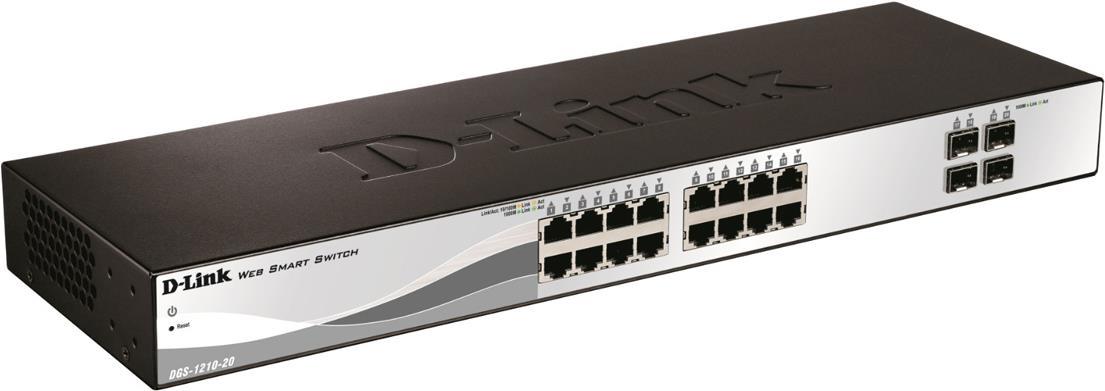 D-Link Web Smart DGS-1210-20 - Switch - 16 x 10/100/1000 + 4 x Gigabit SFP - Desktop, an Rack montierbar - AC 100/230 V von D-Link