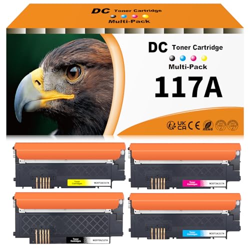 D&C 117A Toner Set Kompatibel für HP 117A Toner Ersatz für HP Color Laser 150a 150nw 179fwg 178nwg 179fnw 178nw W2070A W2071A W2072A W2073A mit Chip (Schwarz Cyan Gelb Magenta 4er-Pack) von D&C