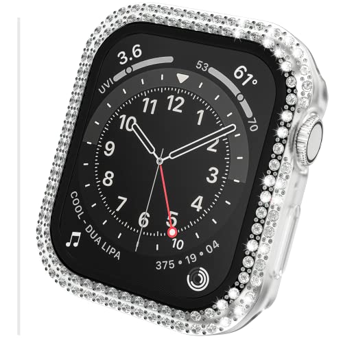 Crystal Diamond Bling Cases Compatible with Apple Watch Series 3 2 1 38mm Accessories Rhinestone Hard PC Tempered Glass Screen Protector Ultra Thin Protective Cover for iWatch Women Men, Clear von D & K Exclusives