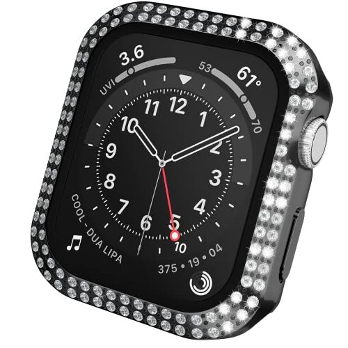 Crystal Diamond Bling Cases Kompatibel mit Apple Watch Series SE 6 5 4 40 mm Eingebauter Displayschutz aus gehärtetem Glas, Strass Hard PC Ultra Dünn Schutzhülle für iWatch Damen Herren, Schwarz von D & K Exclusives