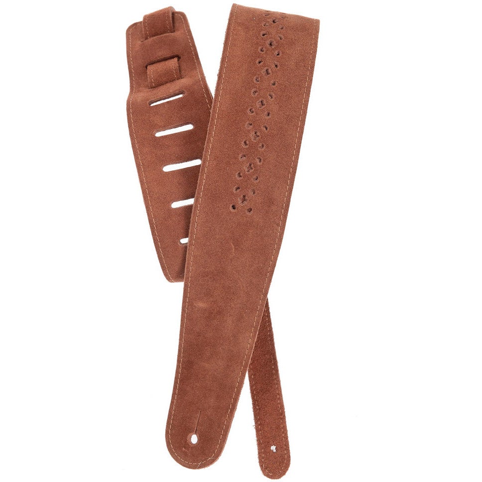 D&apos;Addario 25PRF04 Vented Leather Guitar Strap (Camel Suede Rosette) von D&apos;Addario