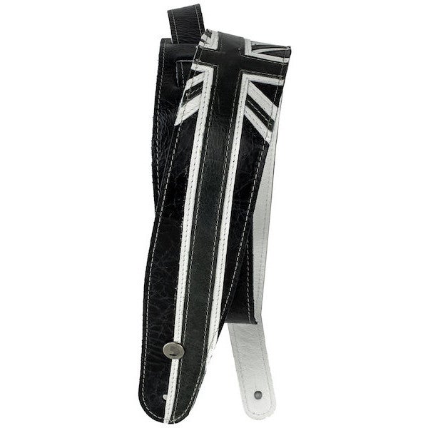 D&apos;Addario 25PRL04 Leather Guitar Strap - Union Jack (Black/White) von D&apos;Addario