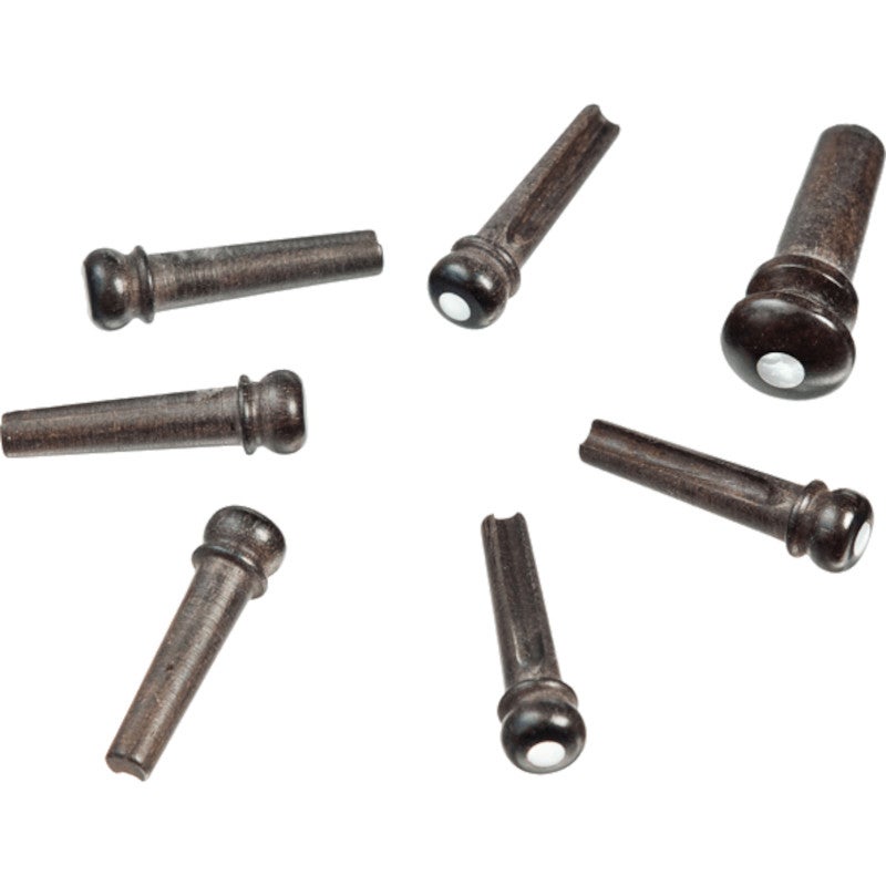 D&apos;Addario PWPS3 Wood Bridge Pins Ebony with Pearl inlay (Pack of 6) von D&apos;Addario