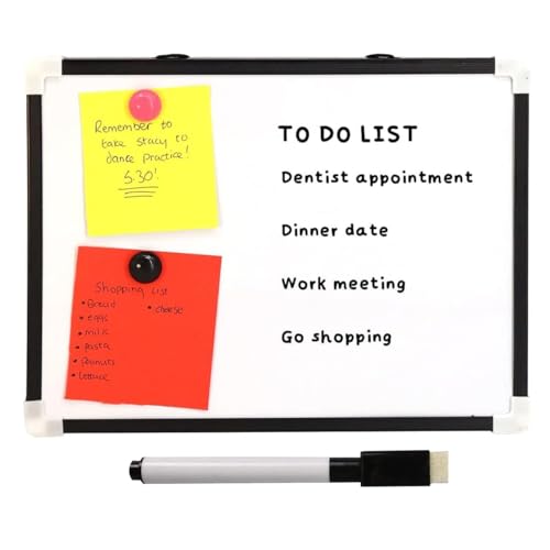 Whiteboard, magnetisch, A4, trocken abwischbar, tragbar, Mini-Whiteboard, Stift und Radiergummi, mit Schnur zum Aufhängen und zwei Magneten, 5 Stück Whiteboard, magnetisch, A4, trocken abwischbar, tragbar, Mini-Whiteboard, Stift und Radiergummi, mit Schnur zum Aufhängen und zwei Magneten, 5 Stück von D.A.Y. Republic
