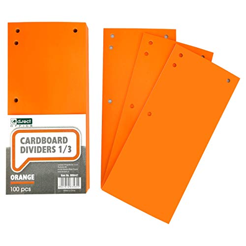 D.RECT 100er Pack Karton-Trennstreifen. 11x24cm Trennlaschen Trennblätter Ordner Register 160g/m² Orange, 009447 von D.RECT