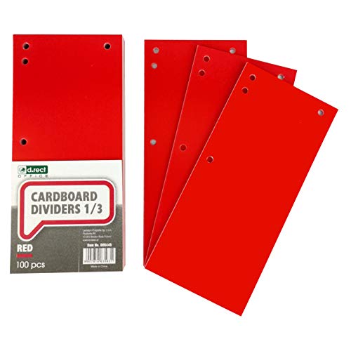 D.RECT 100er Pack Karton-Trennstreifen. 11x24cm Trennlaschen Trennblätter Ordner Register 160g/m² Rot 009445 von D.RECT