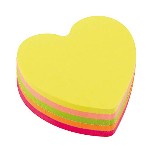 D.RECT - 110799 Haftnotizwürfel Super Sticky Notes | Notiz Klebezettel| Selbstklebende Haftnotizzettel in 70x70mm 400 Blatt Herz Neon von D.RECT