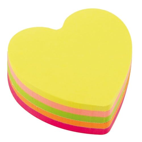 D.RECT - 110799 Haftnotizwürfel Super Sticky Notes | Notiz Klebezettel| Selbstklebende Haftnotizzettel in 70x70mm 400 Blatt Herz Neon von D.RECT