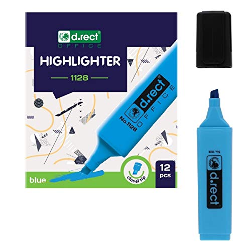 D.RECT 1128 Textmarker mit Schrägkeilspitze 12 Stück, Blau von D.RECT