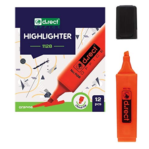 D.RECT 1128 Textmarker mit Schrägkeilspitze 12 Stück, Orange von D.RECT